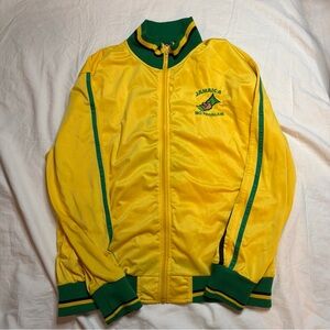 LMS Jamaica No Problem Yellow Green Track Jacket XXL Full Zip Embroidered Logo